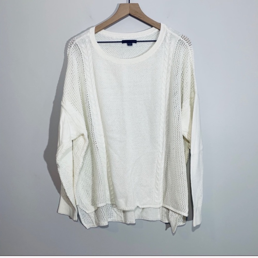 American Eagle Crew Neck Open Knit Sweater